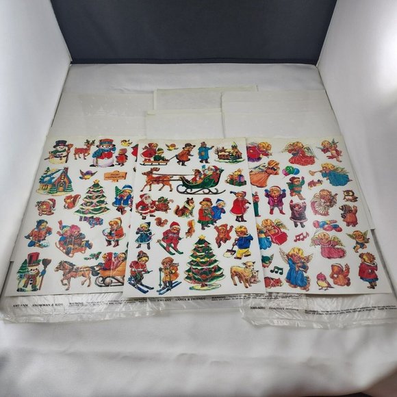 Vintage Christmas Static Cling Window 90s Santa Winter Holiday Decorations Lot - Picture 2 of 8